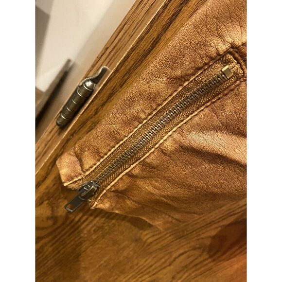 Dressbarn Faux‎ Leather 18/20 Tan Biker Moto Jacket— HAS DAMAGE - Picture 5 of 8